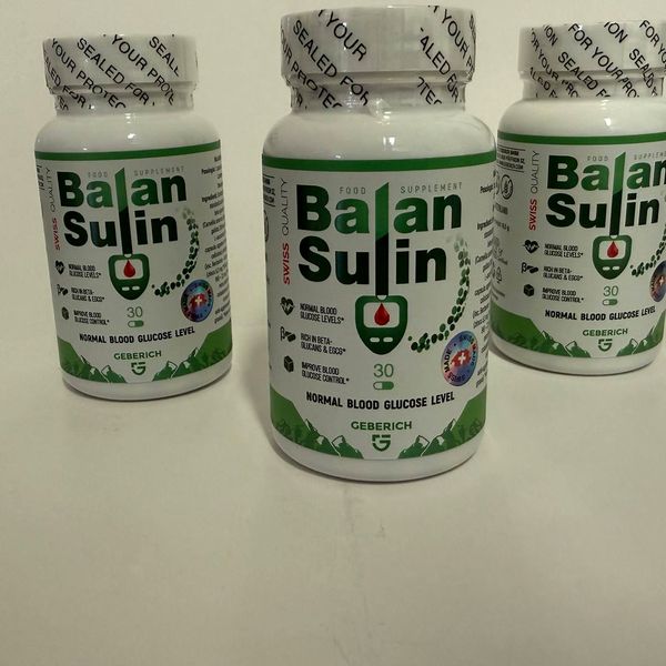 Tre flaconi bianchi e verdi di Balansulin da 30 capsule